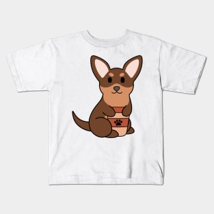 Brown and Tan Chihuahua Coffee Kids T-Shirt